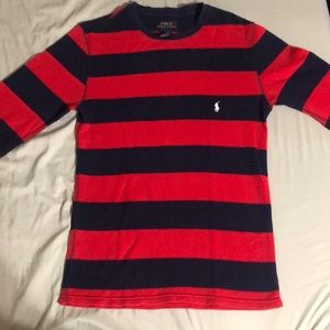 Polo Ralph Lauren Red and Black Striped Waffle Knit Sleepwear